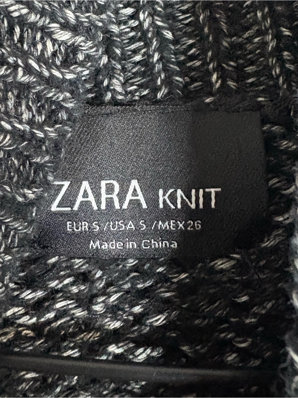 Zara Knit Black & White Marled Cropped Turtleneck Sweater Balloon Sleeve Size S - Picture 6 of 7